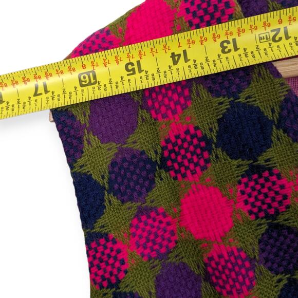 70s Neon Pink Plaid A-Line Mini Dress XL - Picture 4 of 6